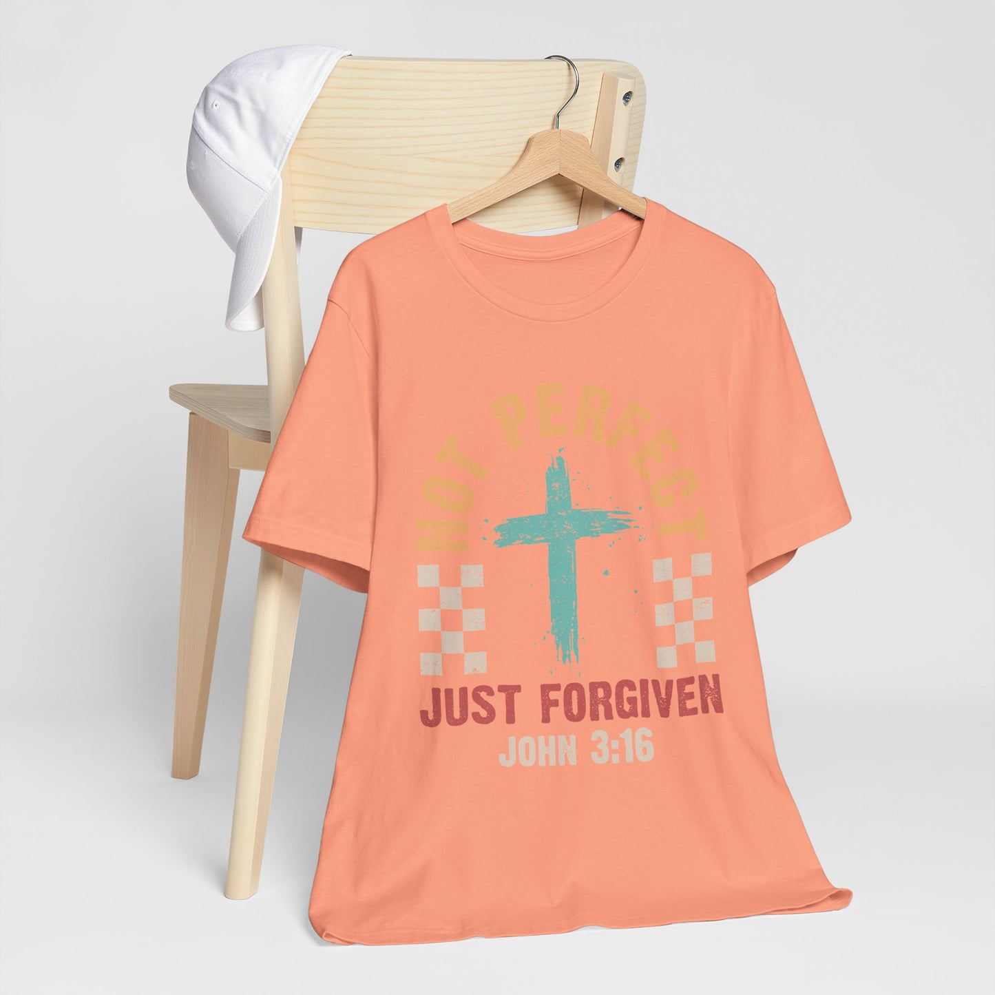 Not Perfect Just Forgiven Shirt – Christian John 3:16 Cross Grace Faith Tee
