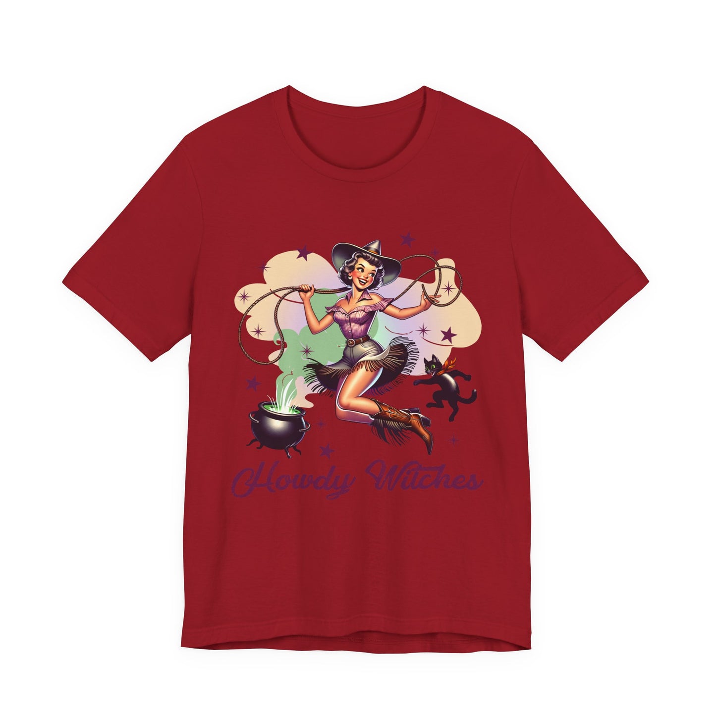 Howdy Witches Cowgirl Halloween Rodeo Western Black Cat T-Shirt