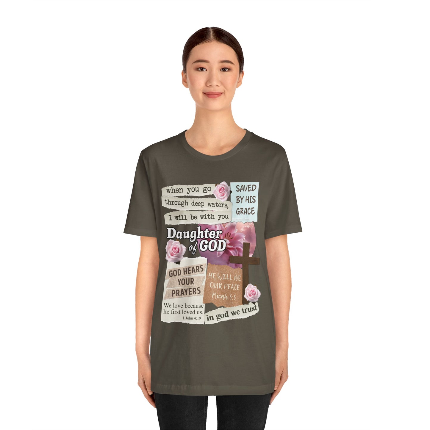 Daughter of God Shirt – Christian Floral Bible Verse Encouraging Faith Tee for Women