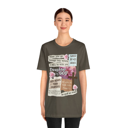 Daughter of God Shirt – Christian Floral Bible Verse Encouraging Faith Tee for Women