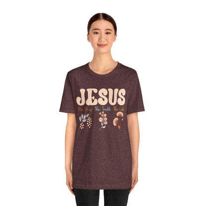 Jesus The Way The Truth The Life Shirt – Groovy Floral John 14:6 Christian Tee