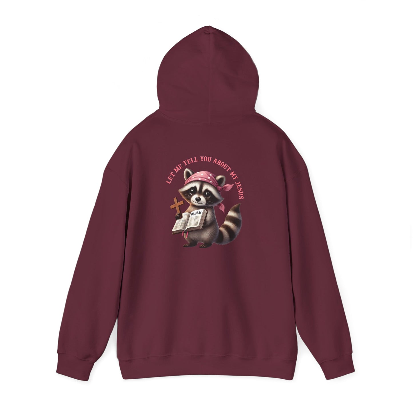 Let Me Tell You About My Jesus Hoodie – Cute Raccoon Bible Christian Pullover