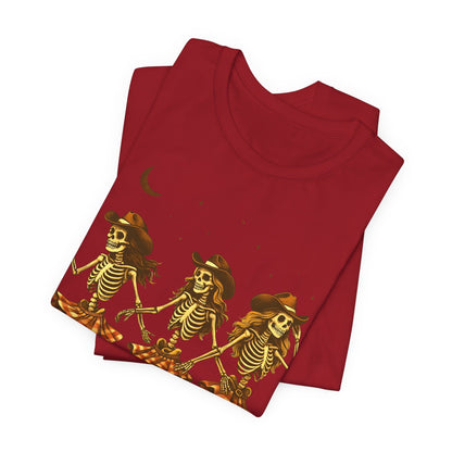 Skeleton Cowgirls Shirt Line Dancing Western Halloween Rodeo Tee
