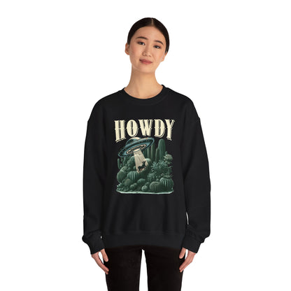 Howdy Cow Abduction Sweatshirt – Western UFO Rodeo Cactus Texas Pullover