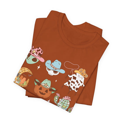 Western Halloween Cowboy Alien Rodeo Skull Spooky Ghost Kids T-Shirt