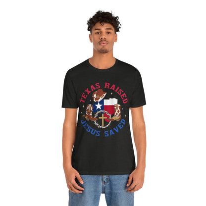 Southern Jesus Saved Shirt – Texas Raised Cowboy Christian Western Tee