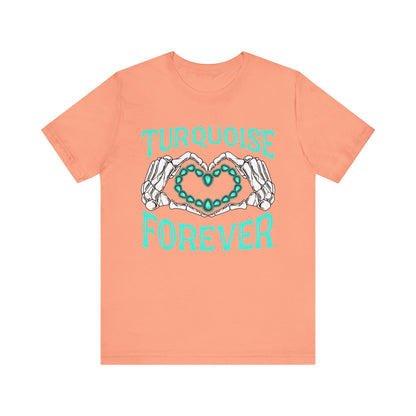 Western Turquoise Forever Shirt – Gemstone Skeleton Hand Heart Rodeo Tee