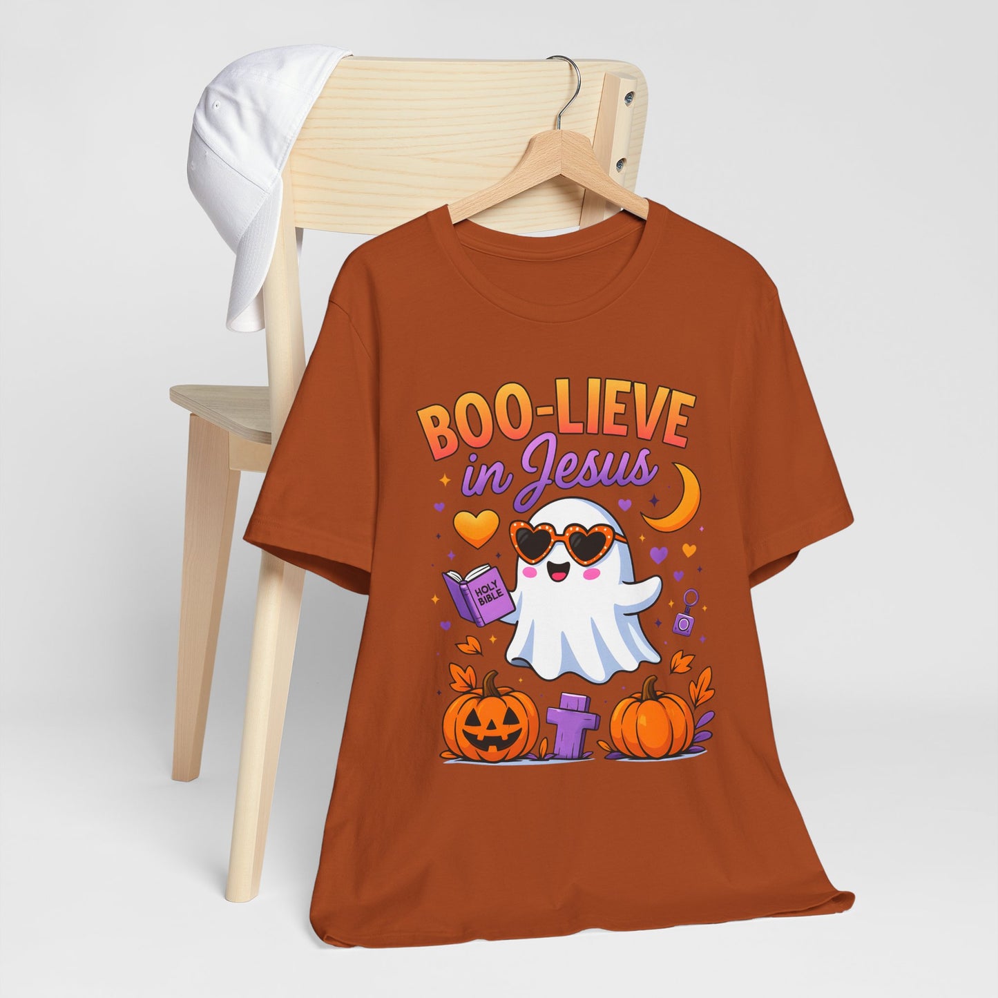 Boo-lieve in Jesus Shirt – Pastel Ghost Funny Christian Halloween Faith Tee