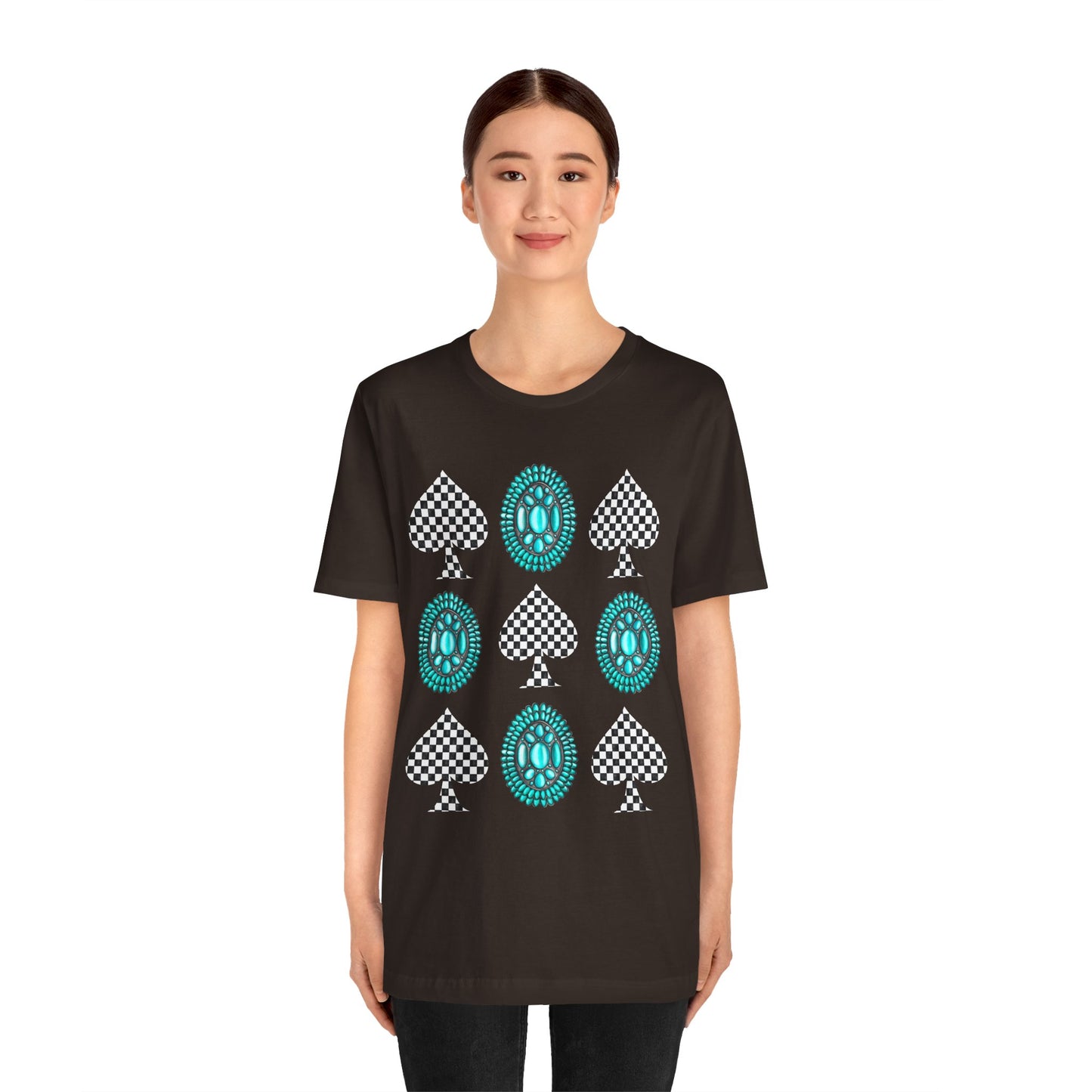 Western Turquoise Stone Shirt – Gemstone Playing Card Texas Rodeo Tee