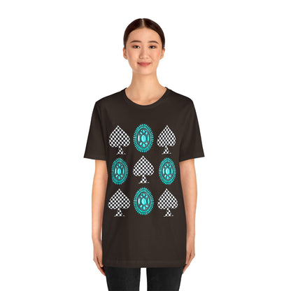 Western Turquoise Stone Shirt – Gemstone Playing Card Texas Rodeo Tee