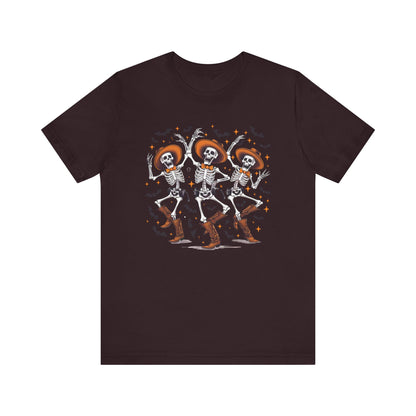 Dancing Skeleton Cowboy Western Rodeo Halloween Spooky Vibes T-Shirt
