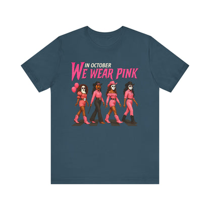 In October We Wear Pink Shirt – Spooky Cowgirl Western Halloween Tee
