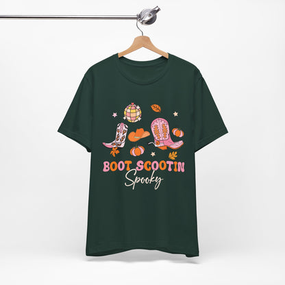 Boot Scootin Spooky Howdy Western Halloween Thanksgiving T-Shirt, Retro Cowgirl Fall Tee