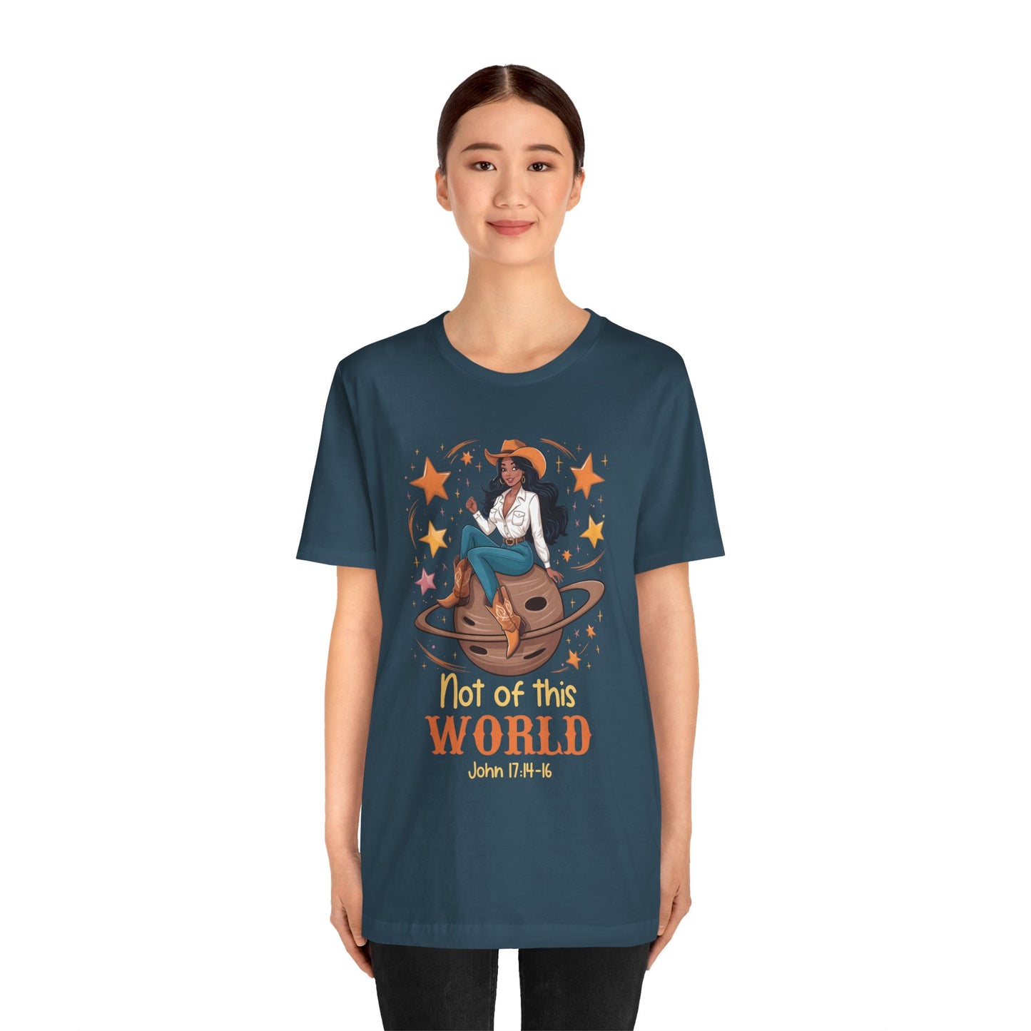 Not of This World Shirt – Cosmic Cowgirl Christian Melanin Texas Tee