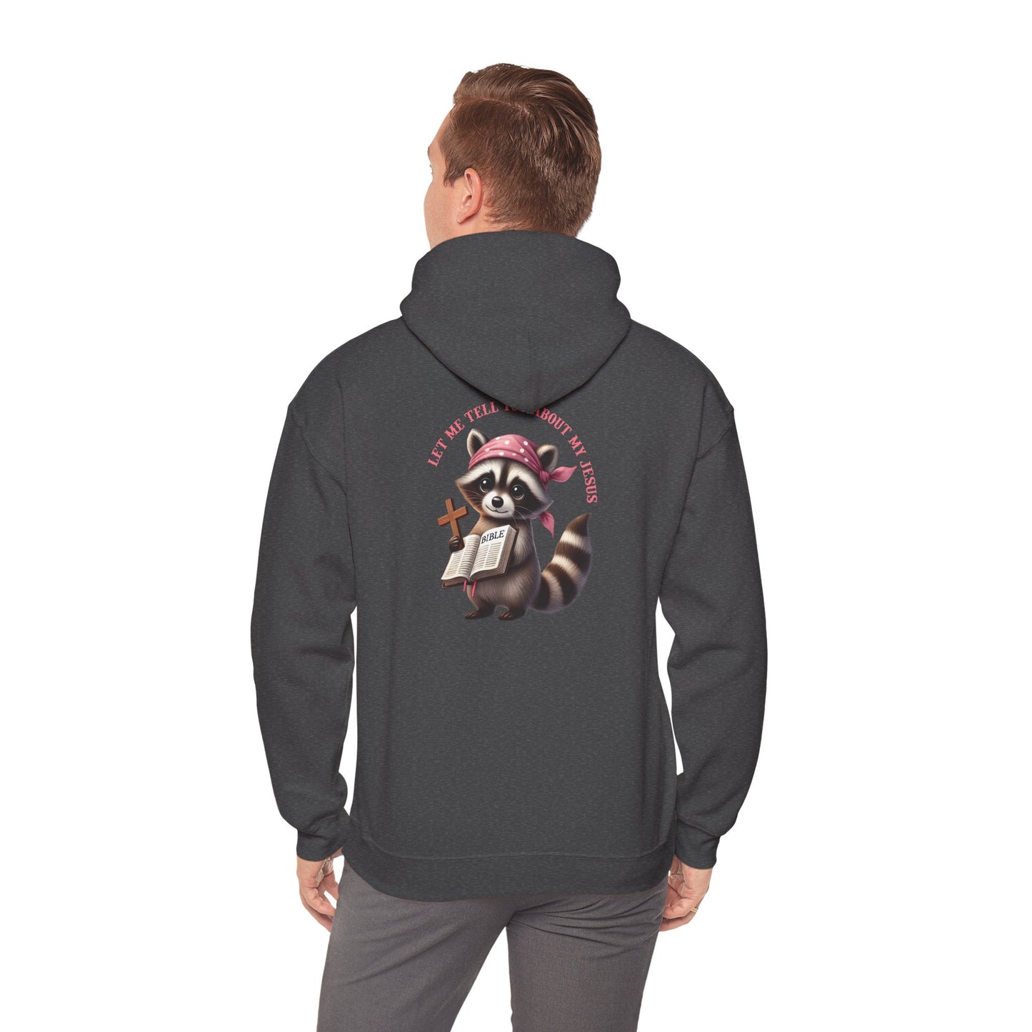 Let Me Tell You About My Jesus Hoodie – Cute Raccoon Bible Christian Pullover