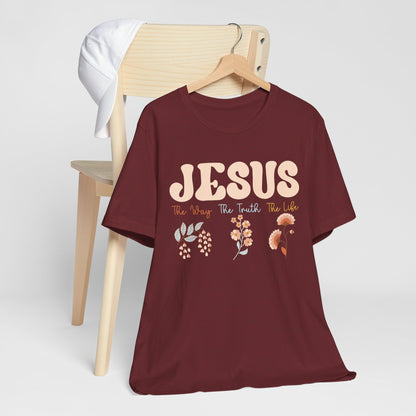 Jesus The Way The Truth The Life Shirt – Groovy Floral John 14:6 Christian Tee