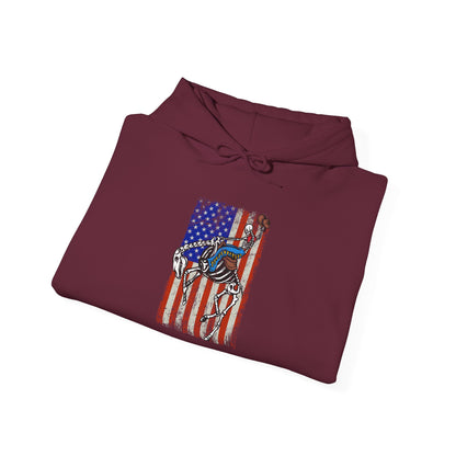 US Flag Skeleton Cowboy Hoodie – Western Horse Riding Rodeo Pullover
