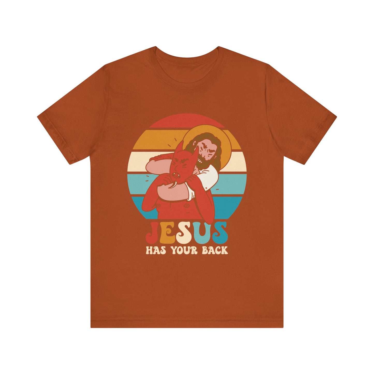 Hey Devil Jesus Has Your Back T-Shirt, Funny Christian Retro Halloween Tee