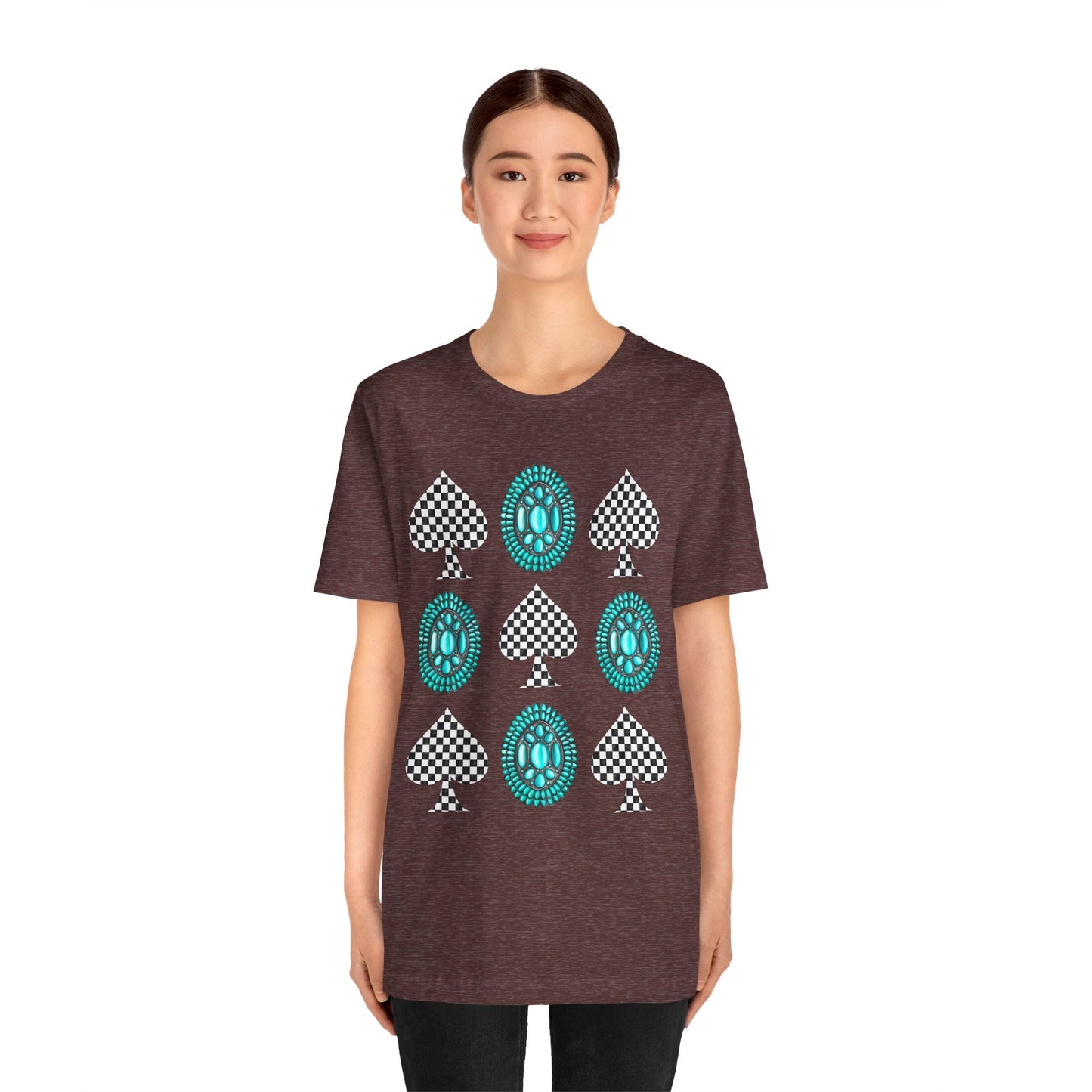 Western Turquoise Stone Shirt – Gemstone Playing Card Texas Rodeo Tee