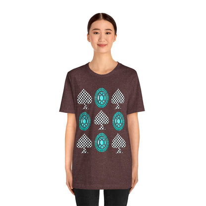 Western Turquoise Stone Shirt – Gemstone Playing Card Texas Rodeo Tee