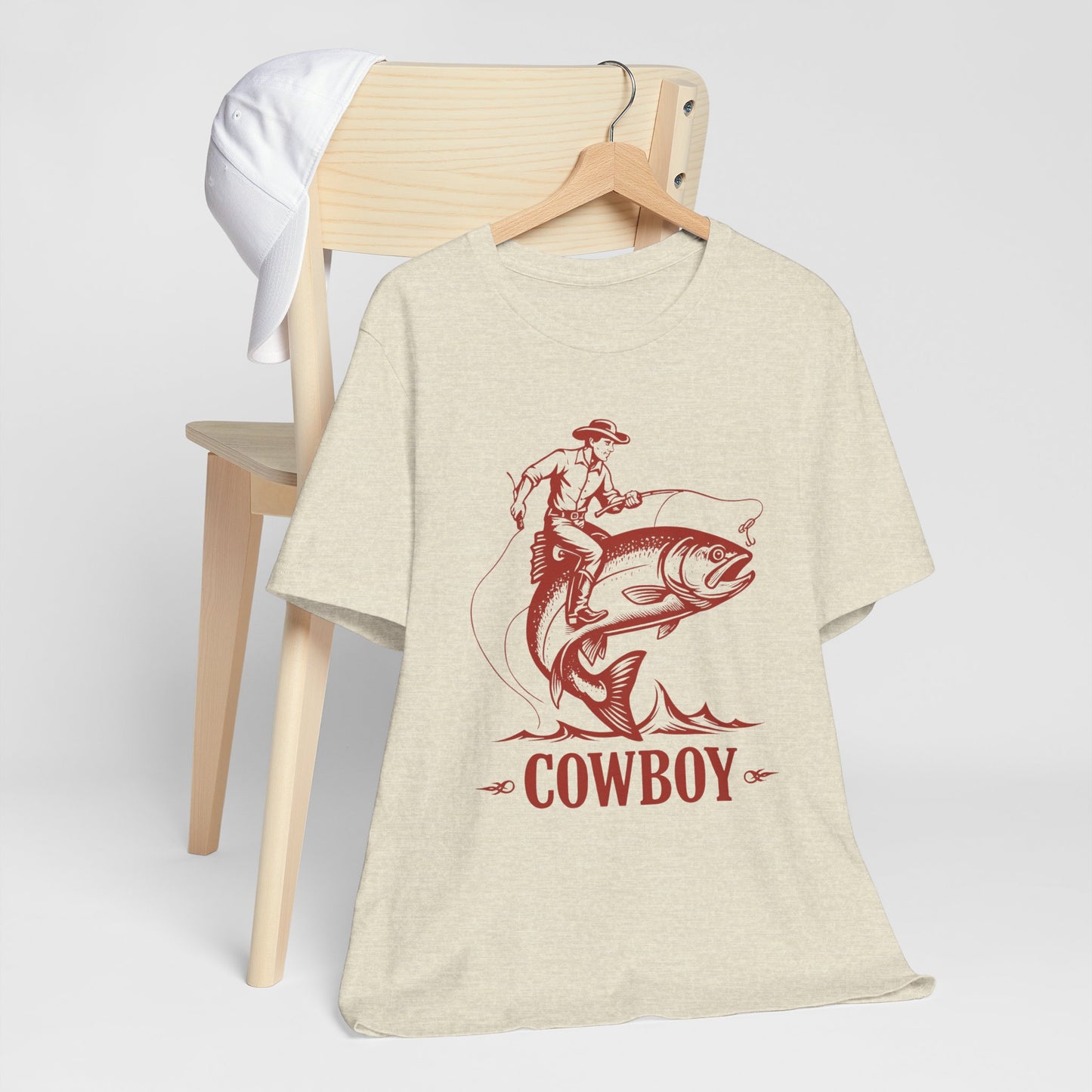 Cowboy Riding a Giant Fish Shirt – Vintage Western Fishing Rodeo Tee