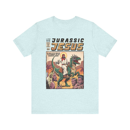 Jurassic Jesus Shirt – Dino-Riding Savior Comic Book Christian Tee