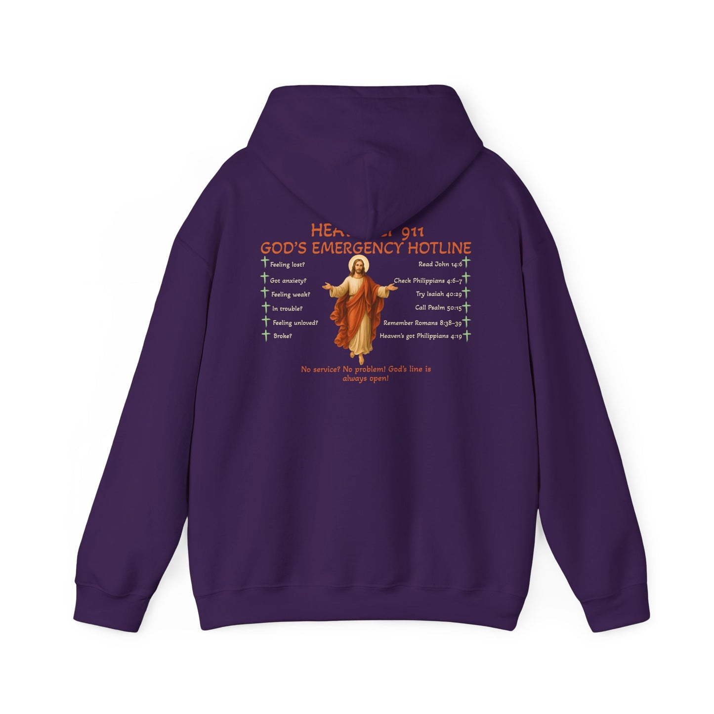 Heavenly 911 Hoodie – God’s Emergency Hotline Christian Bible Verse Pullover