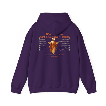 Heavenly 911 Hoodie – God’s Emergency Hotline Christian Bible Verse Pullover