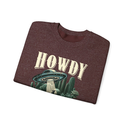 Howdy Cow Abduction Sweatshirt – Western UFO Rodeo Cactus Texas Pullover