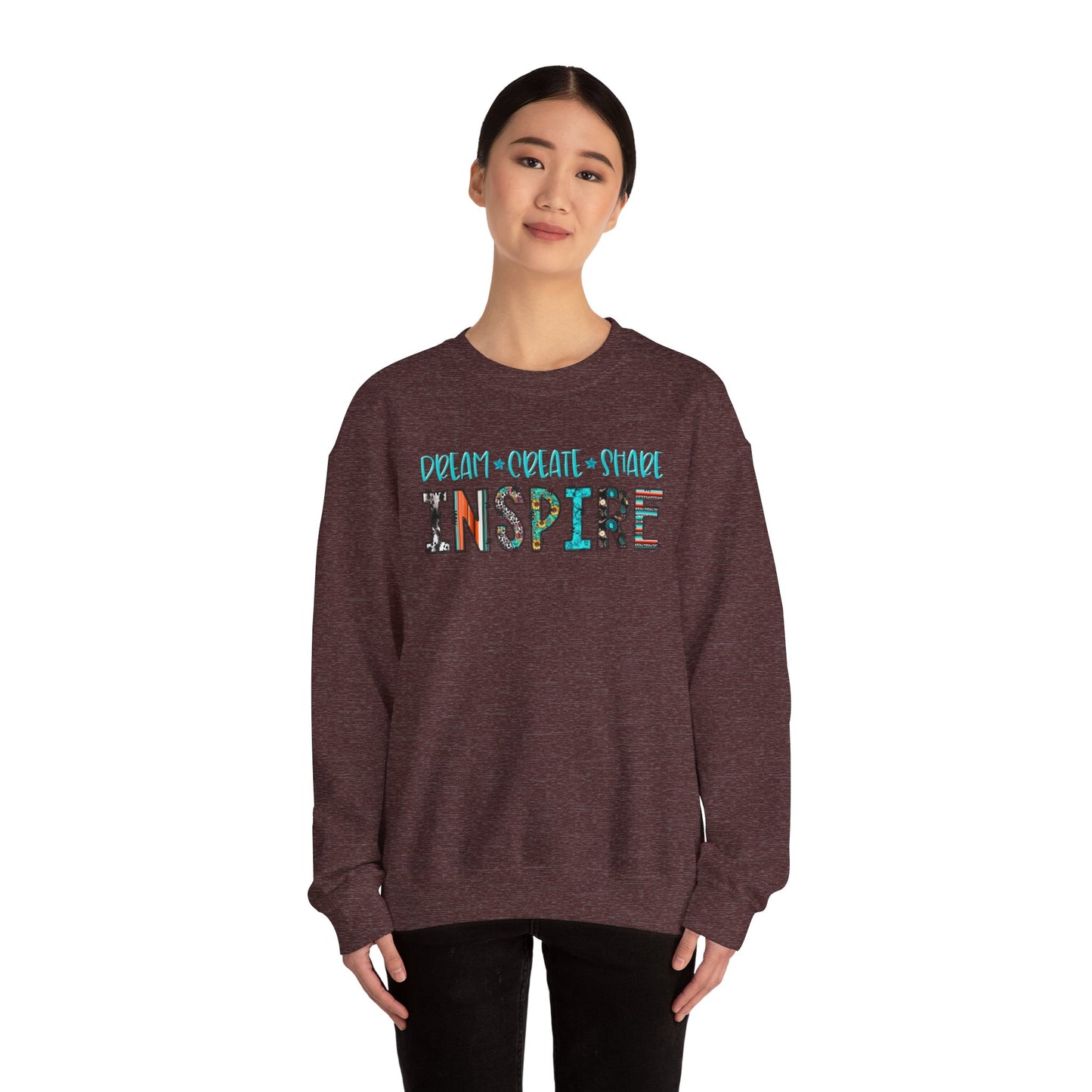 Dream Create Share Inspire Sweatshirt – Motivational Teacher Western Pullover