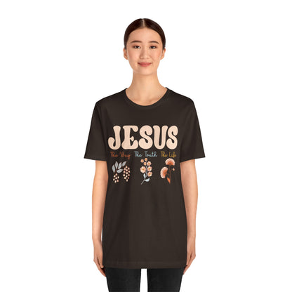 Jesus The Way The Truth The Life Shirt – Groovy Floral John 14:6 Christian Tee