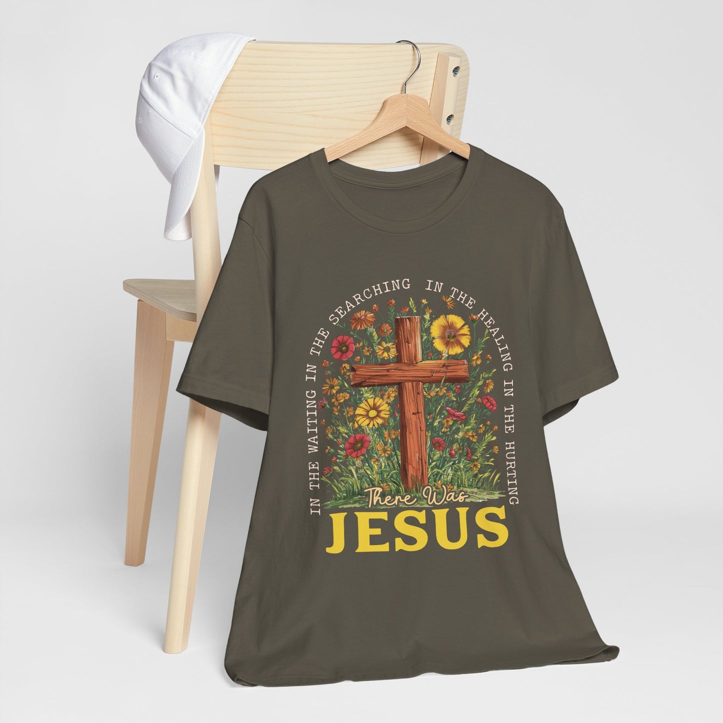 There Was Jesus Shirt – Retro Christian Floral Cross Worship Vintage Faith Tee