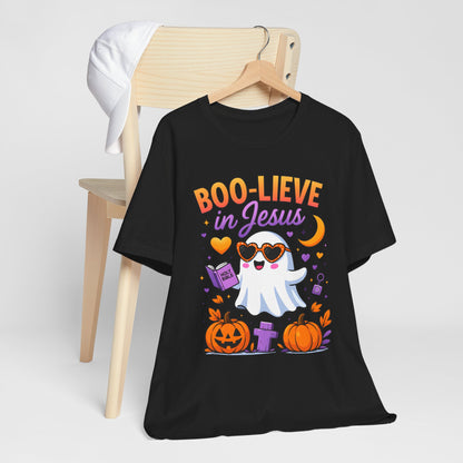 Boo-lieve in Jesus Shirt – Pastel Ghost Funny Christian Halloween Faith Tee
