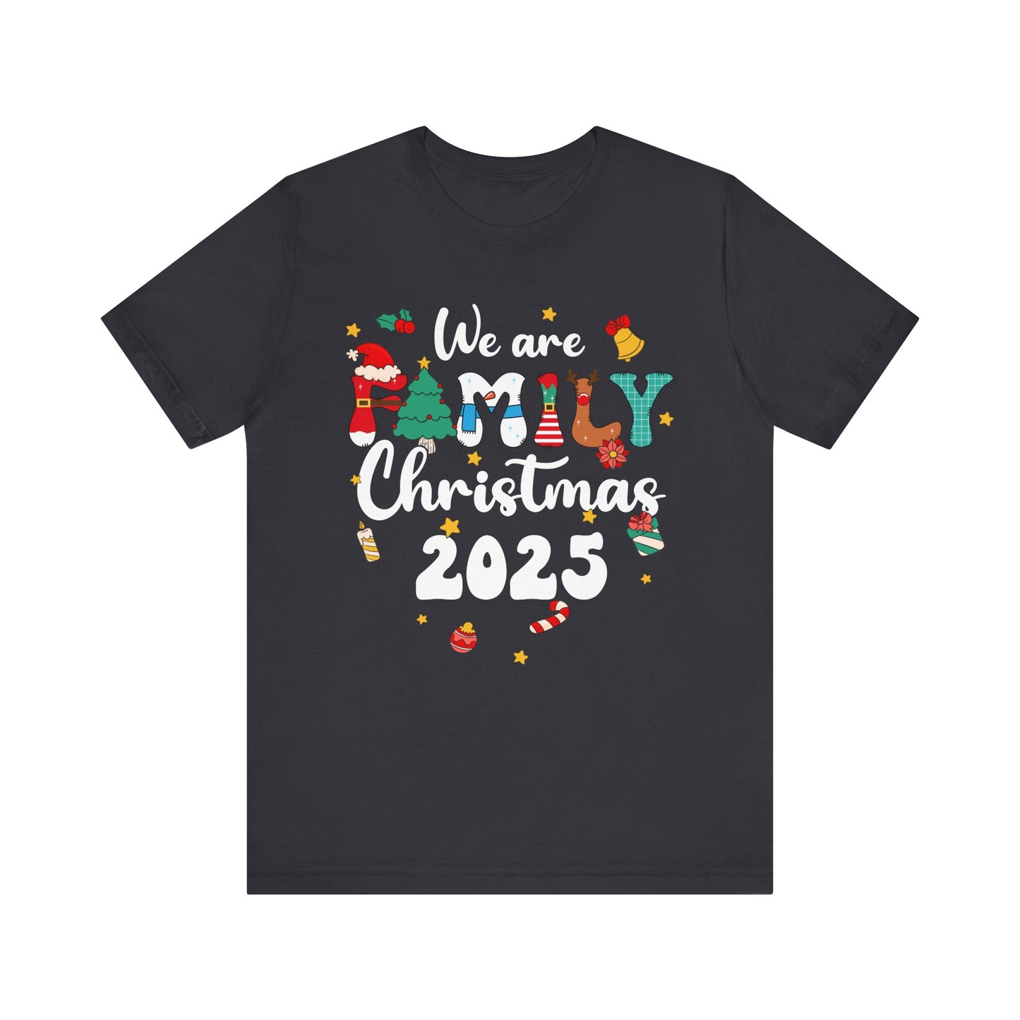 We Are Family Christmas 2025 Shirt – Groovy Snowman & Xmas Tree Matching Tee