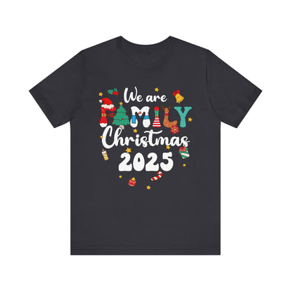We Are Family Christmas 2025 Shirt – Groovy Snowman & Xmas Tree Matching Tee