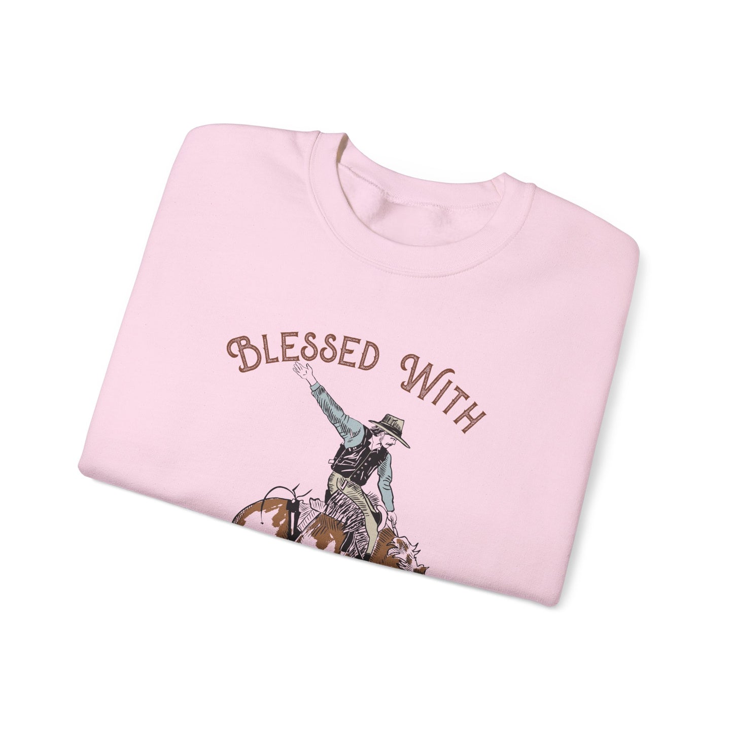 Blessed with a Cowboy Sweatshirt – Retro Christian Western Rodeo Pullover