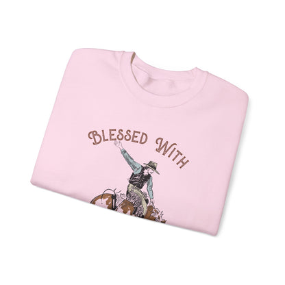 Blessed with a Cowboy Sweatshirt – Retro Christian Western Rodeo Pullover