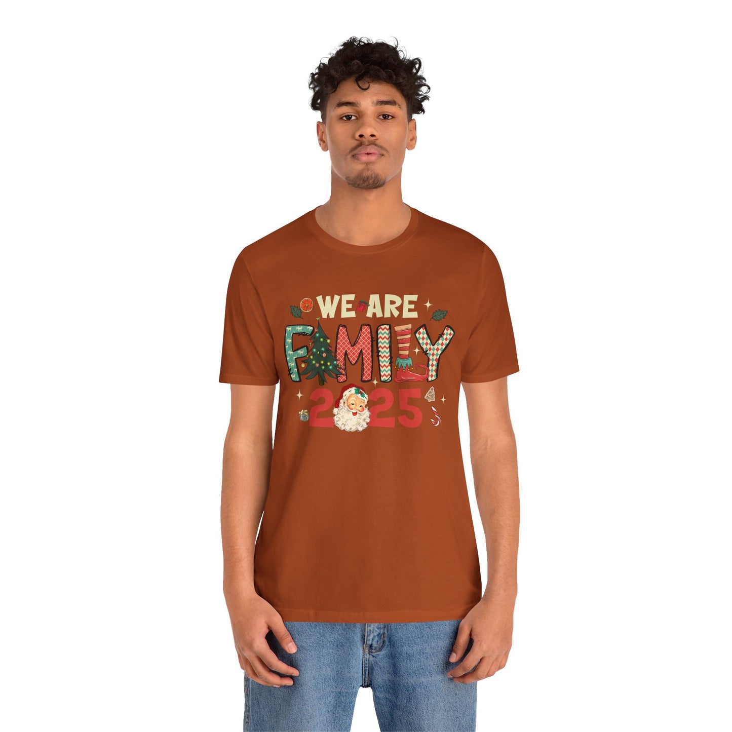 Vintage We Are Family Christmas Shirt – Retro Santa & Tree Matching Holiday Tee