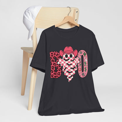 Pink BOO Shirt – Western Ghost Cowgirl Hat Halloween Tee