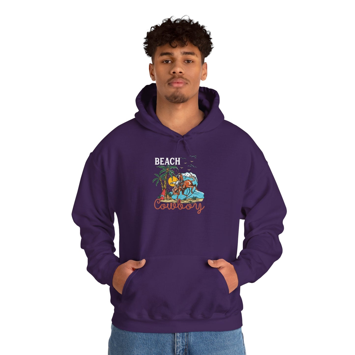 Beach Cowboy Hoodie – Tropical Palm Tree Western Rodeo Texas Pullover