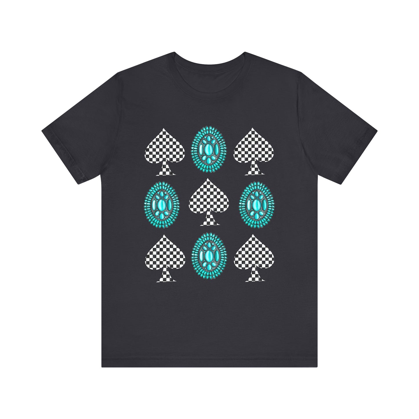 Western Turquoise Stone Shirt – Gemstone Playing Card Texas Rodeo Tee