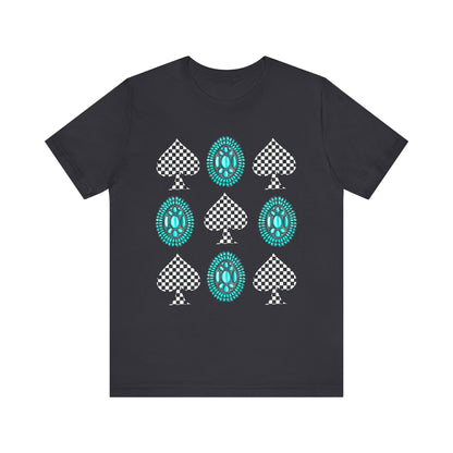 Western Turquoise Stone Shirt – Gemstone Playing Card Texas Rodeo Tee