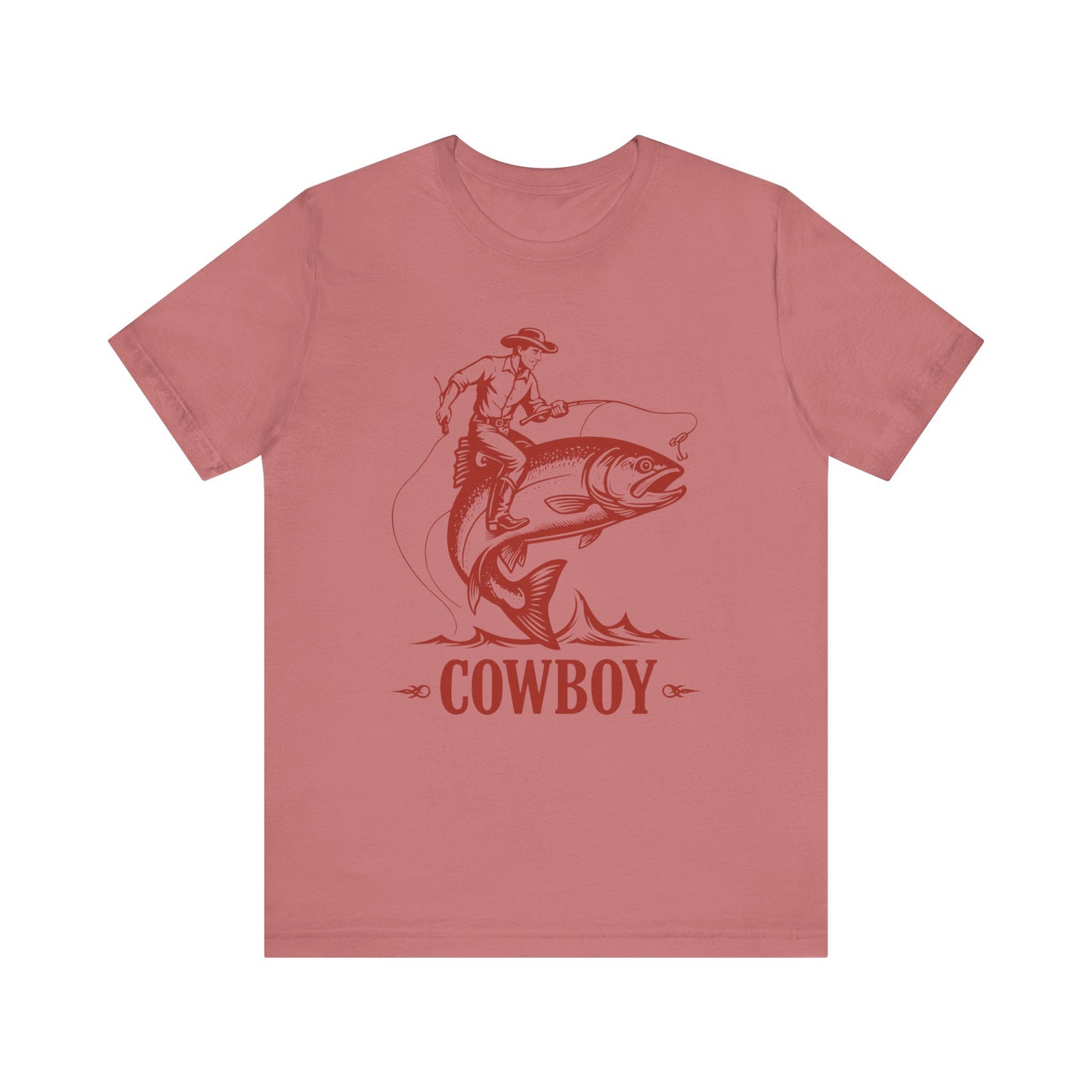 Cowboy Riding a Giant Fish Shirt – Vintage Western Fishing Rodeo Tee