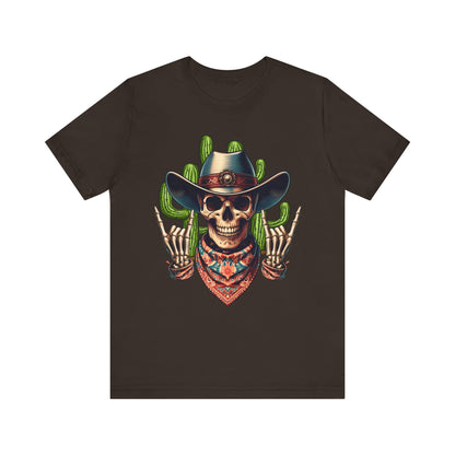 Skeleton Cowboy Howdy Shirt – Rock Hand Skull Western Rodeo Texas Tee