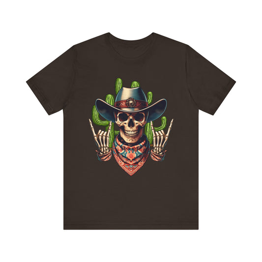 Skeleton Cowboy Howdy Shirt – Rock Hand Skull Western Rodeo Texas Tee