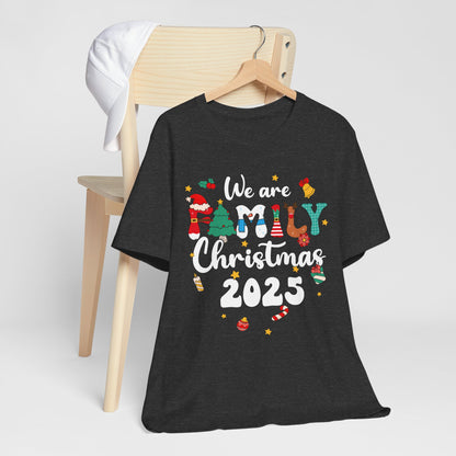 We Are Family Christmas 2025 Shirt – Groovy Snowman & Xmas Tree Matching Tee