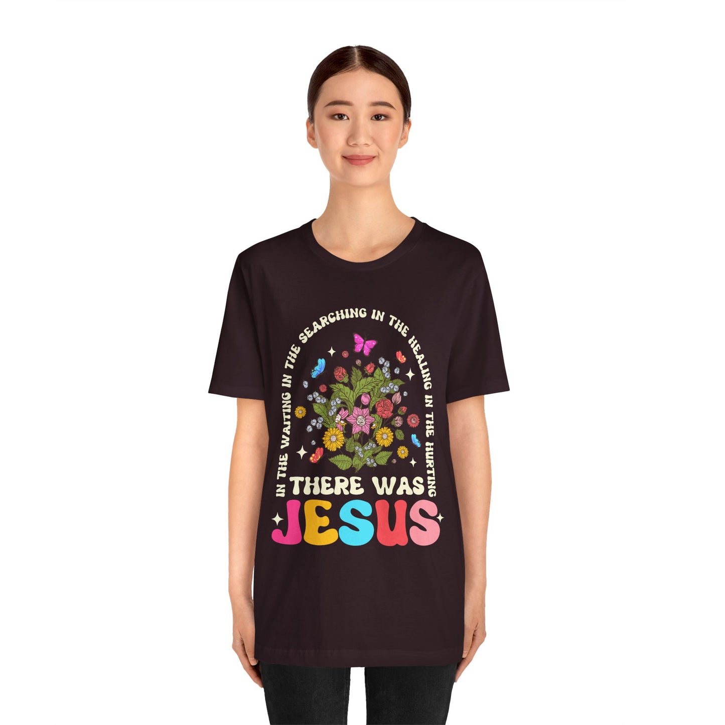 There Was Jesus Shirt – Groovy Floral Retro Christian Worship Lyric Faith Tee