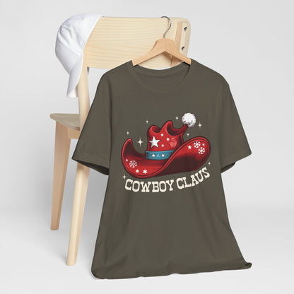 Cowboy Claus Christmas Shirt – Western Santa Hat Funny Cowboy Holiday Tee