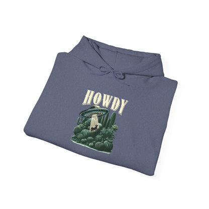Howdy Cow Abduction Hoodie – Western UFO Rodeo Cactus Desert Texas Pullover
