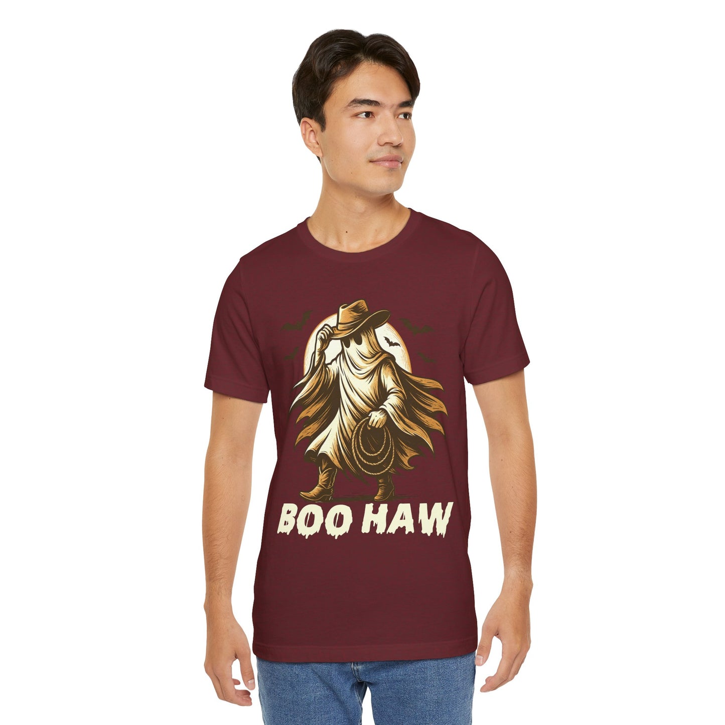 Boo Haw Shirt Ghost Cowboy Western Halloween Tee, Funny Rodeo Spirit Fall Outfit